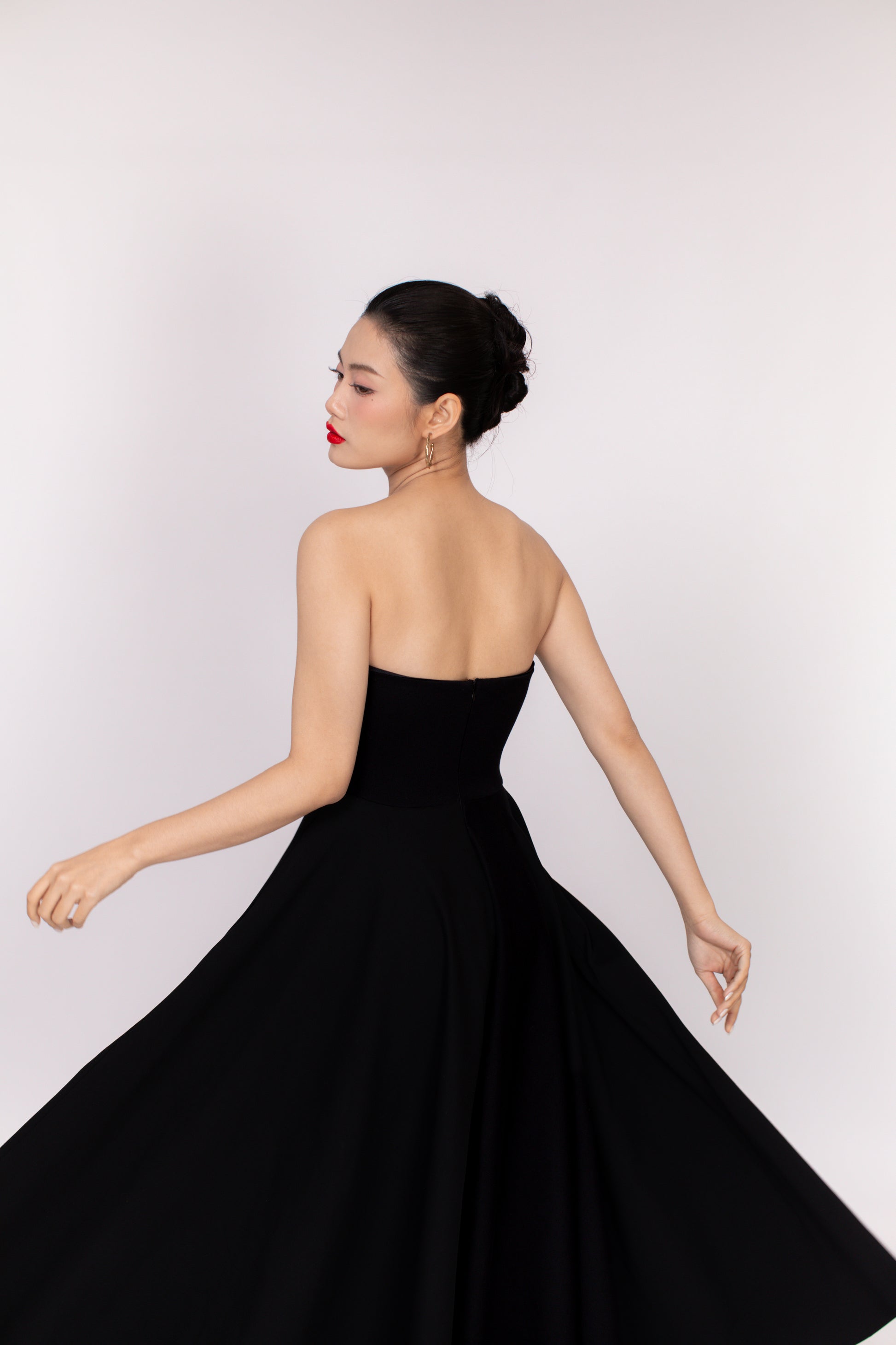 Back view of Diana dress with concealed zipper and clean finish