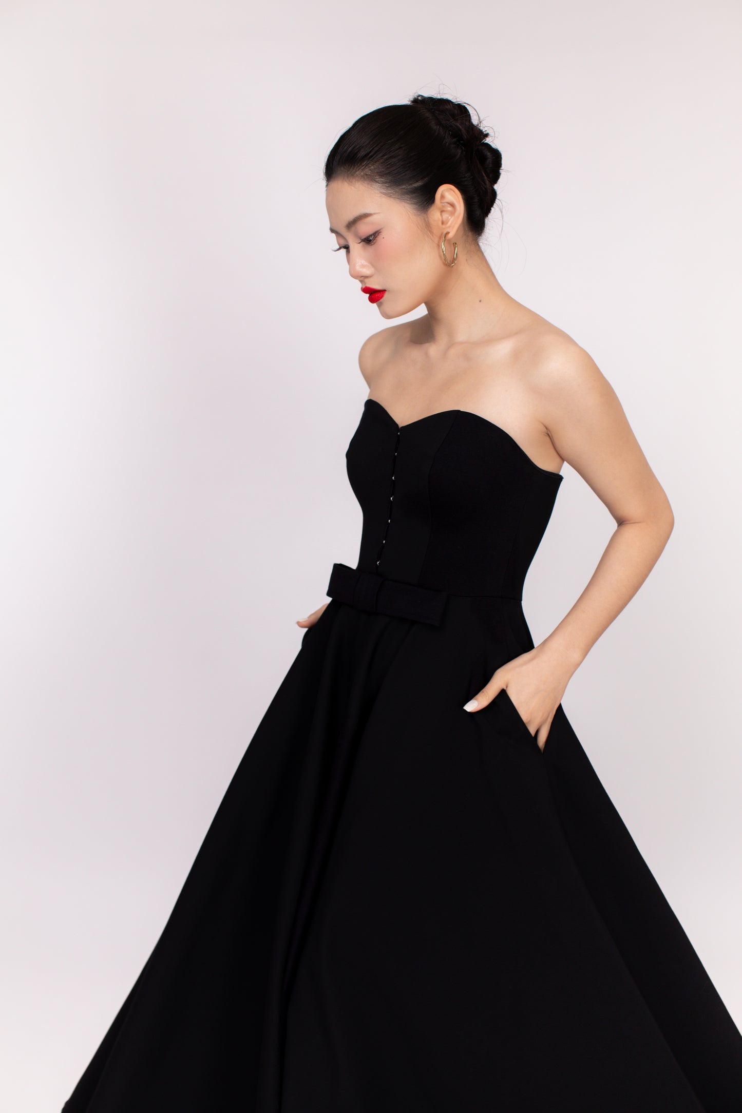Model wearing Diana dress styled for casual daytime look