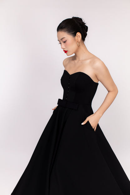 Model wearing Diana dress styled for casual daytime look