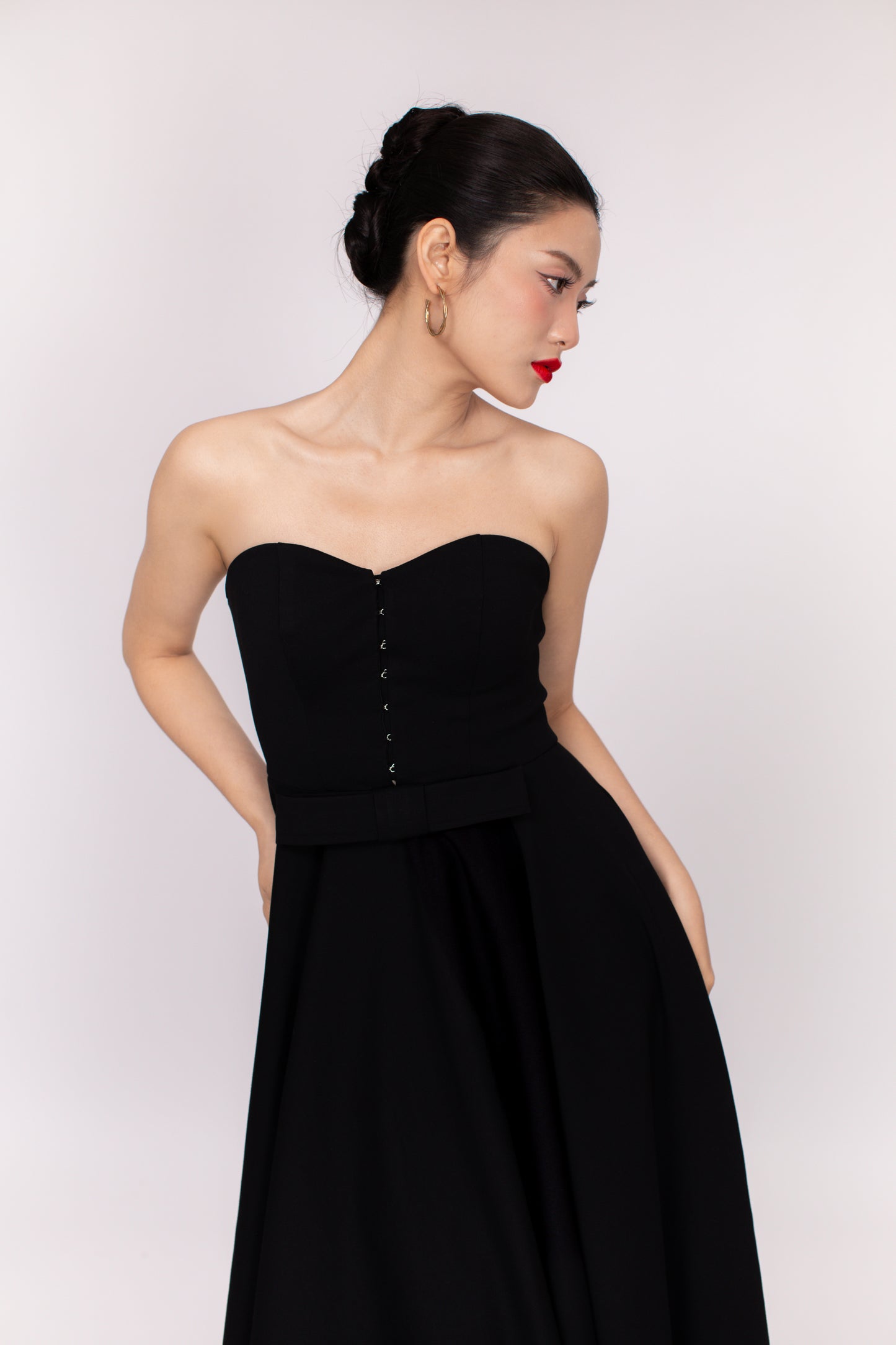 Detail shot of Diana dress fabric texture and stitching quality